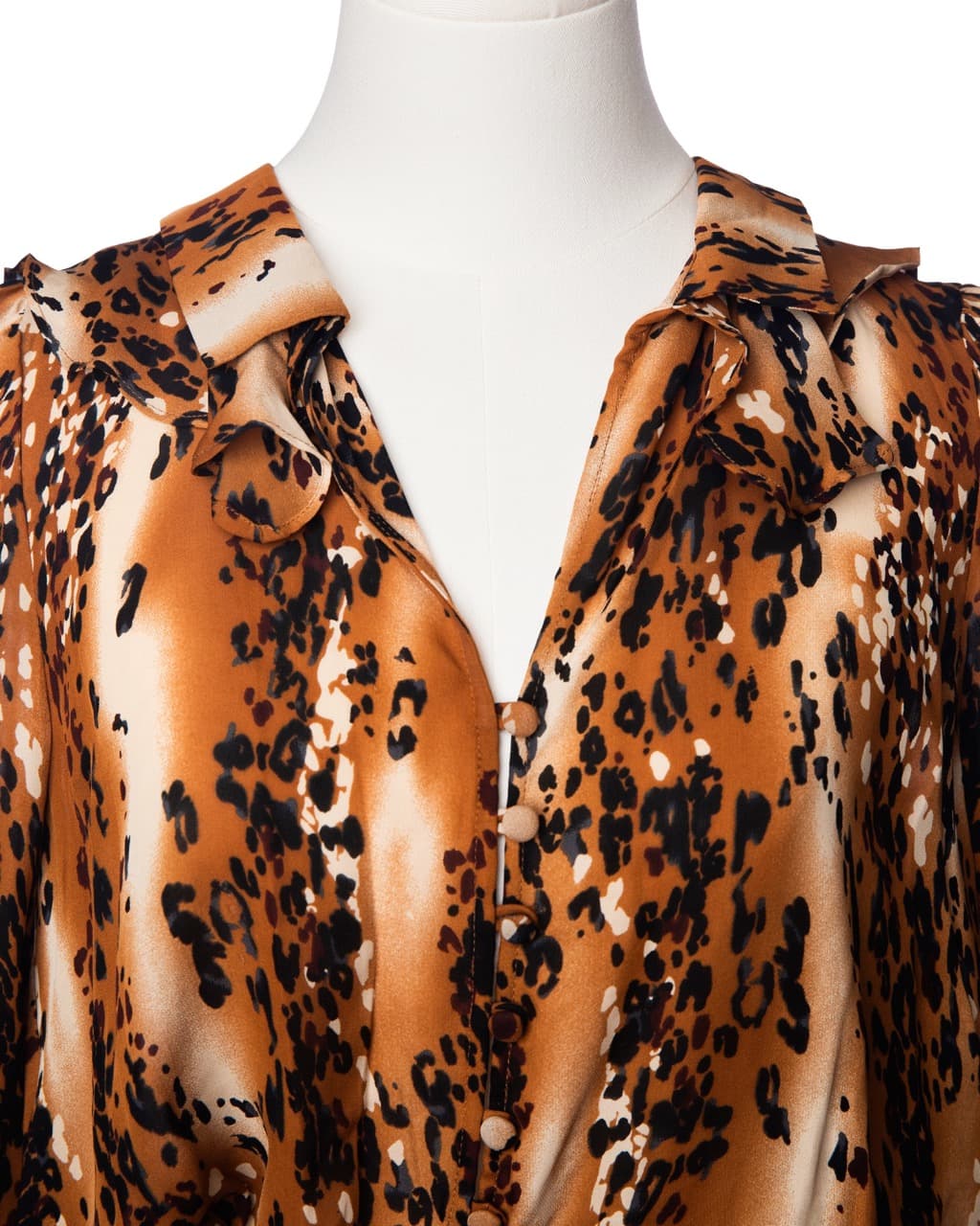 Parker Silk Leopard Print Ruffle Blouse