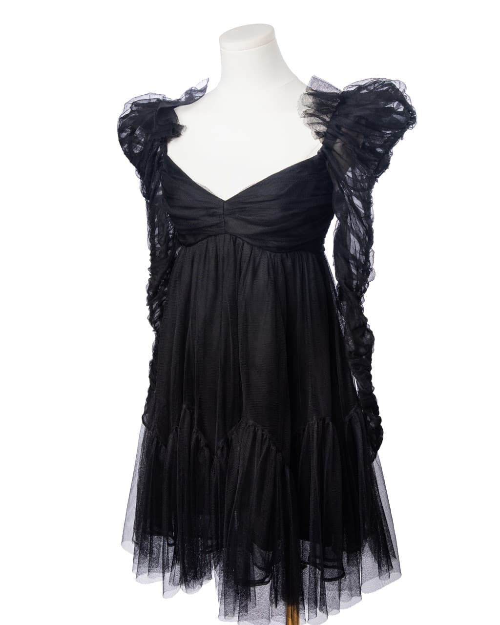 Zimmermann Tulle Ruched Puff-Sleeve Babydoll Mini Dress