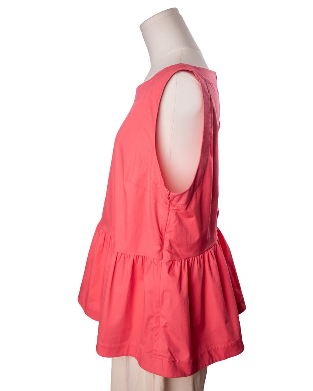 Kate Spade New York Coral Pink Button-Back Peplum Top