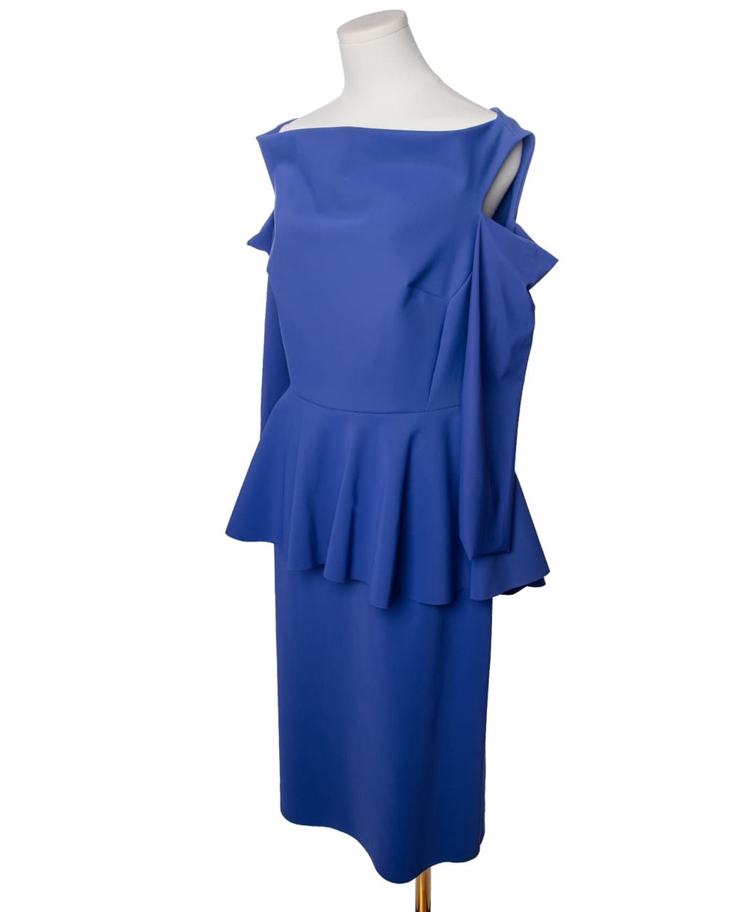 La Petite Robe di Chiara Boni Cobalt Blue Off-Shoulder Peplum Dress