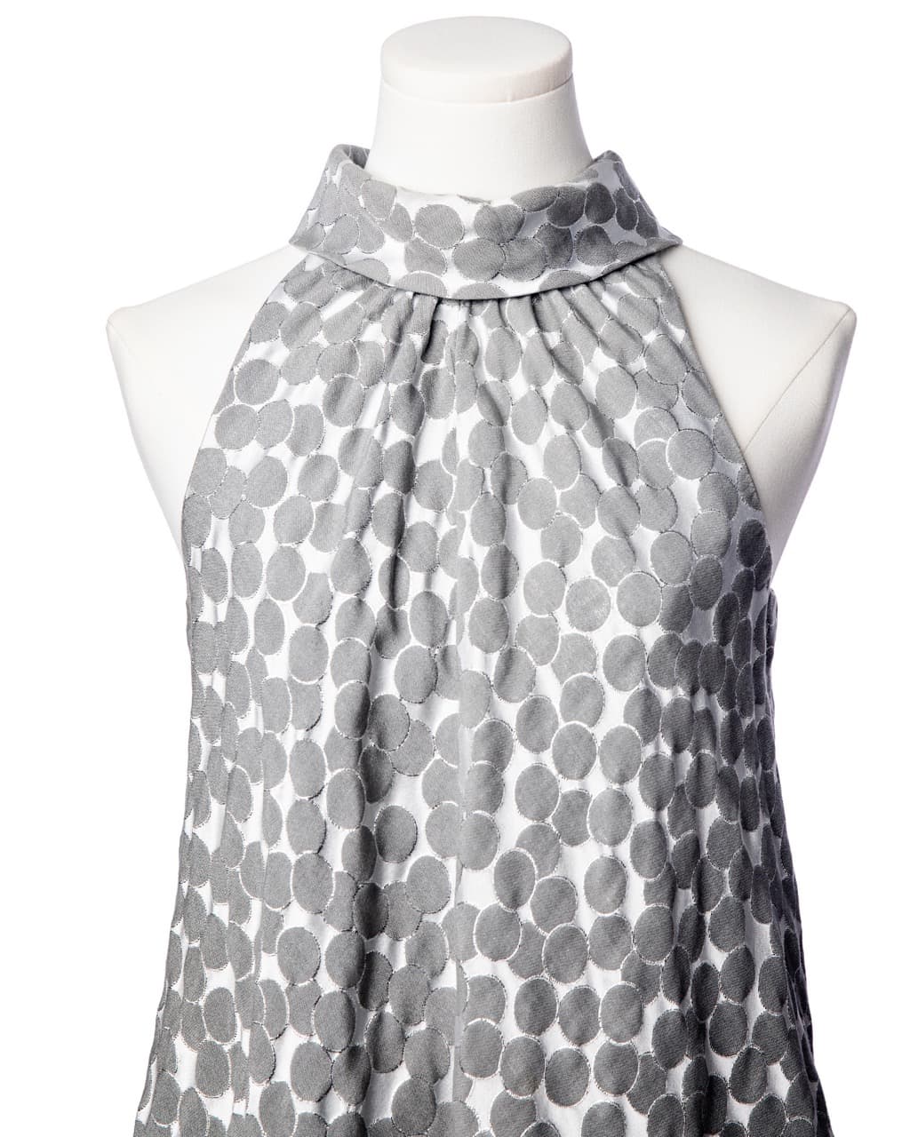 Corey Lynn Calter Silver Dot Jacquard Halter Dress