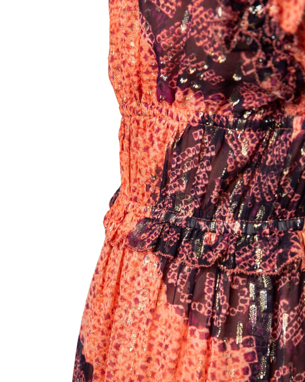 Ulla Johnson Silk Metallic Ruffle Midi Dress