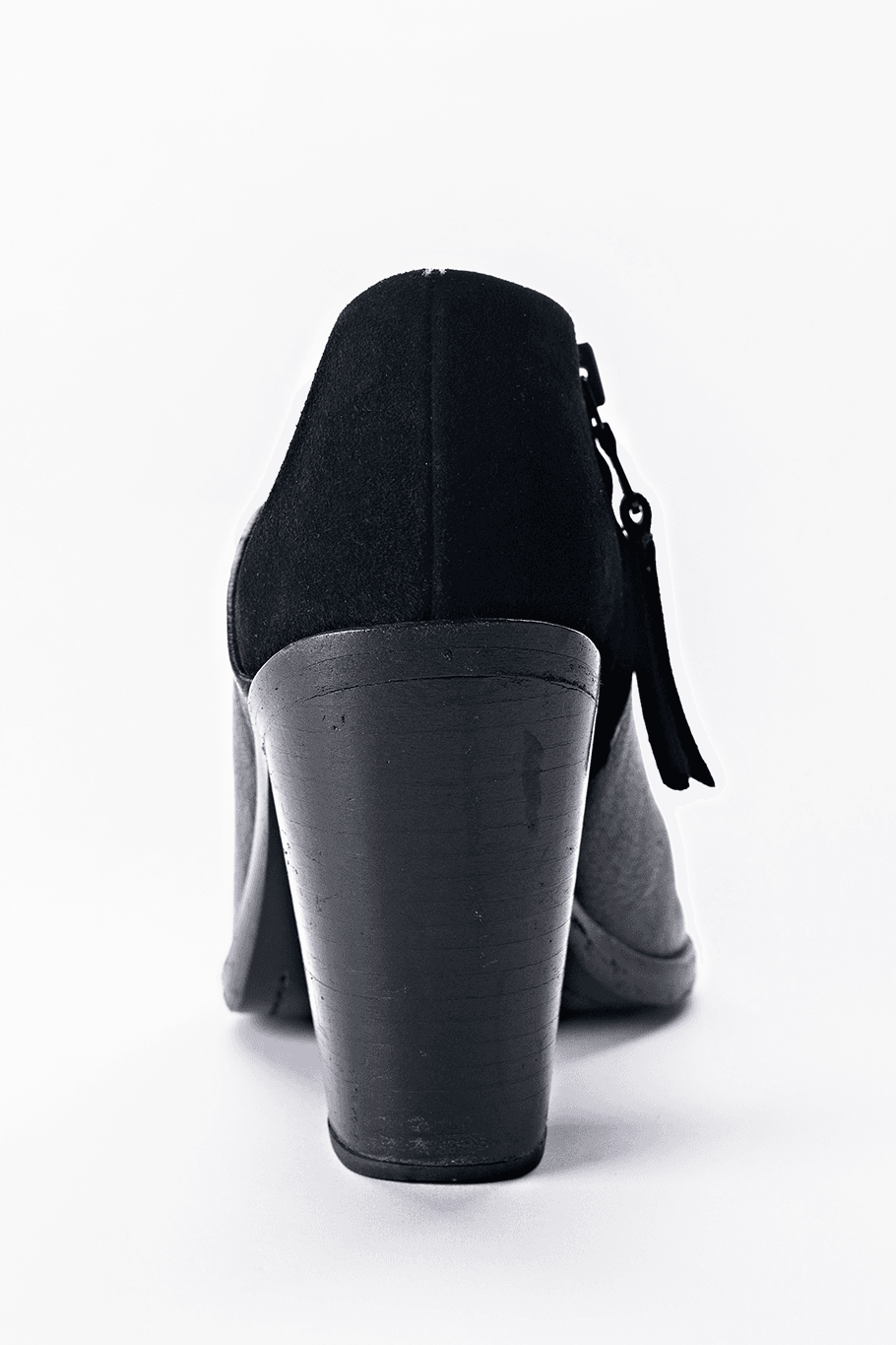 Black Leather Peep Toe Ankle Booties