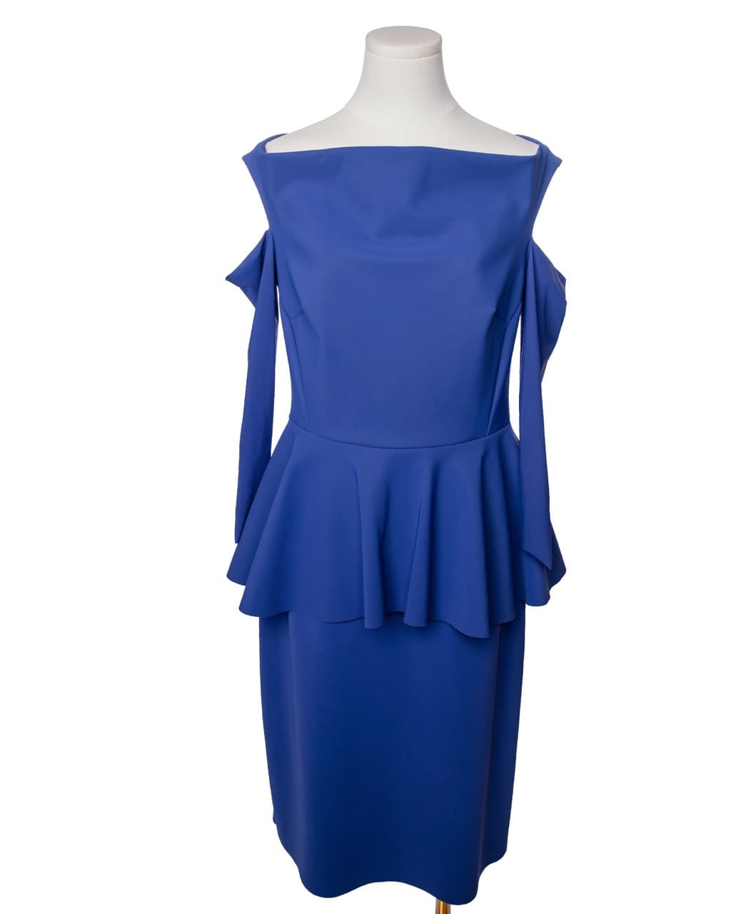 La Petite Robe di Chiara Boni Cobalt Blue Off-Shoulder Peplum Dress