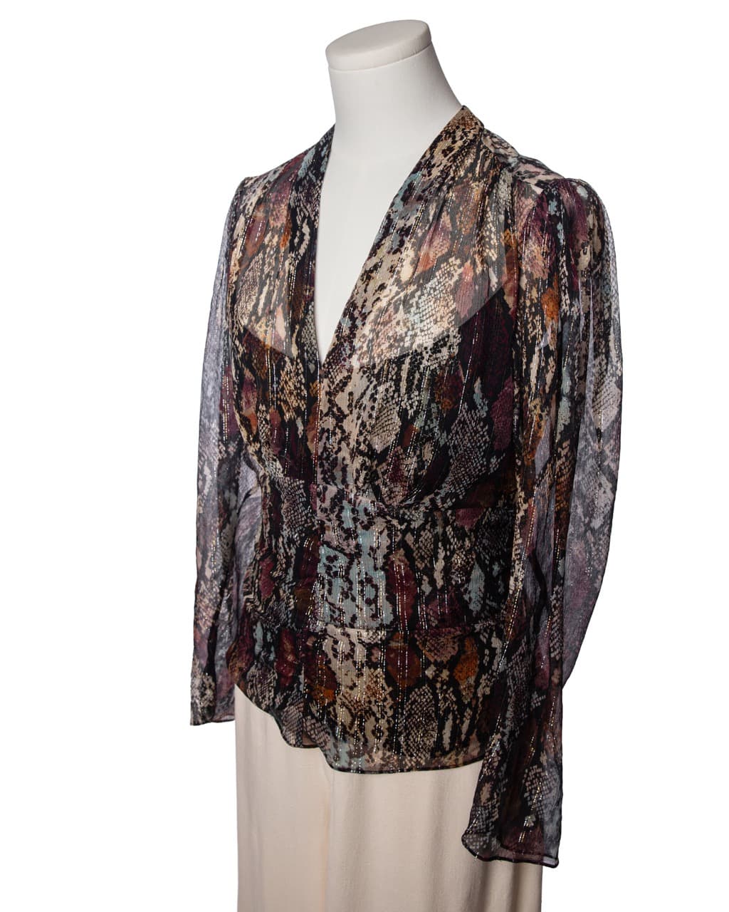 Rebecca Taylor Silk Python Print Surplice Blouse with Built-In Camisole