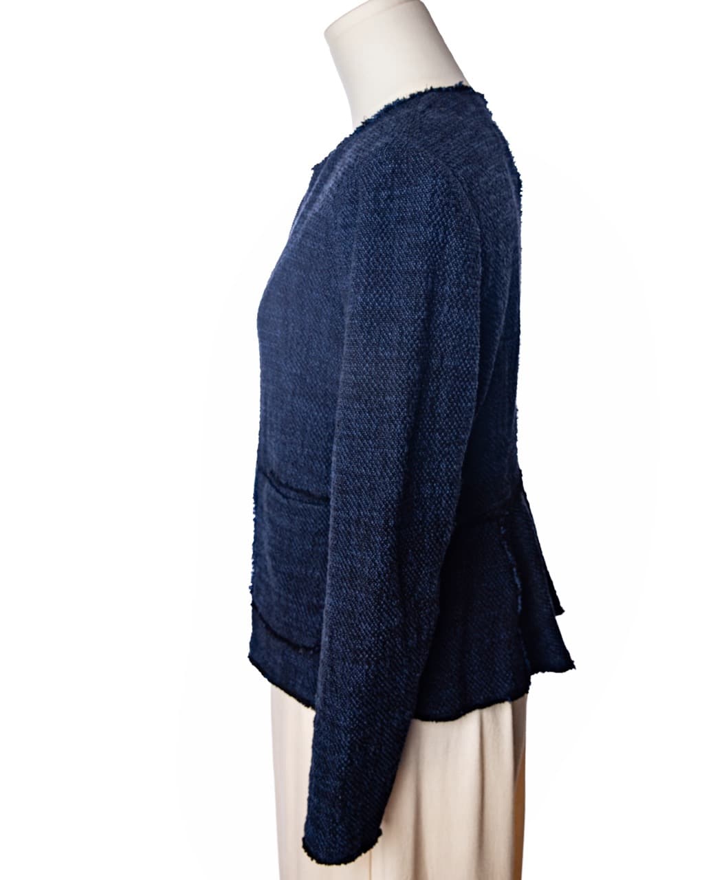 Rebecca Taylor Navy Tweed Zip-Front Jacket