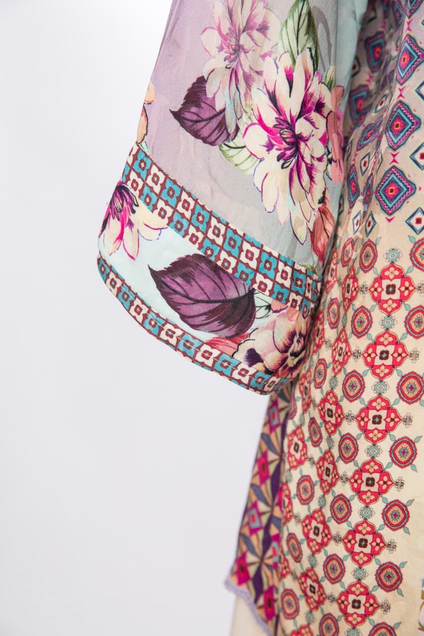 Johnny Was Patchwork Floral Boho Tunic Blouse