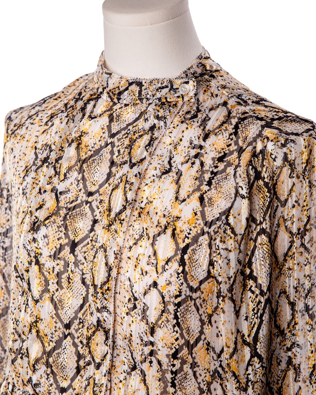 FRNCH Paris Metallic Snake Print Long Sleeve Tiered Mini Dress