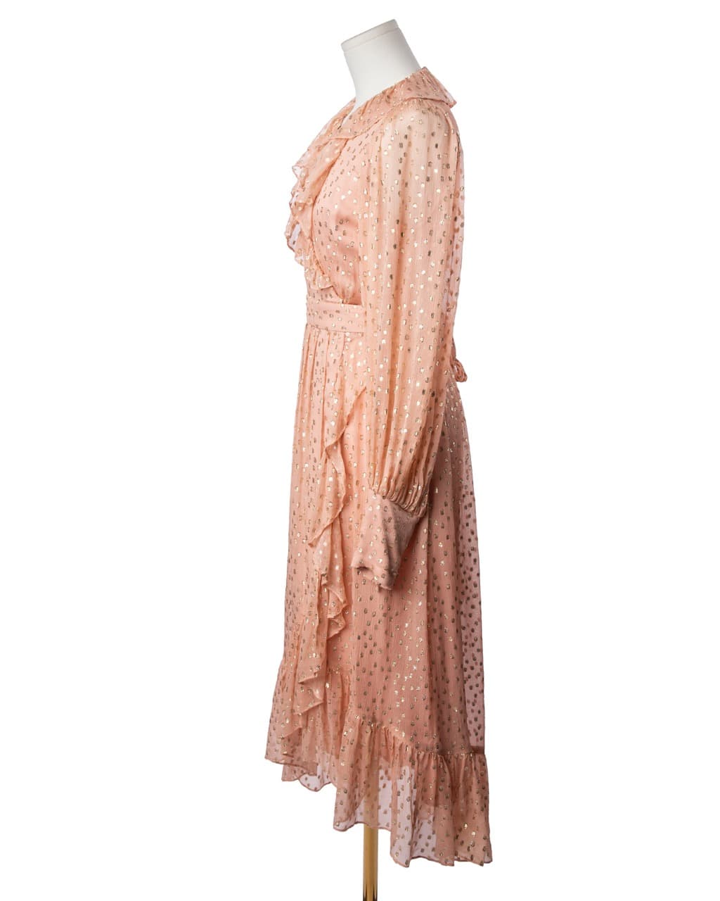 Zimmermann Lurex Silk Metallic Dot Wrap Midi Dress