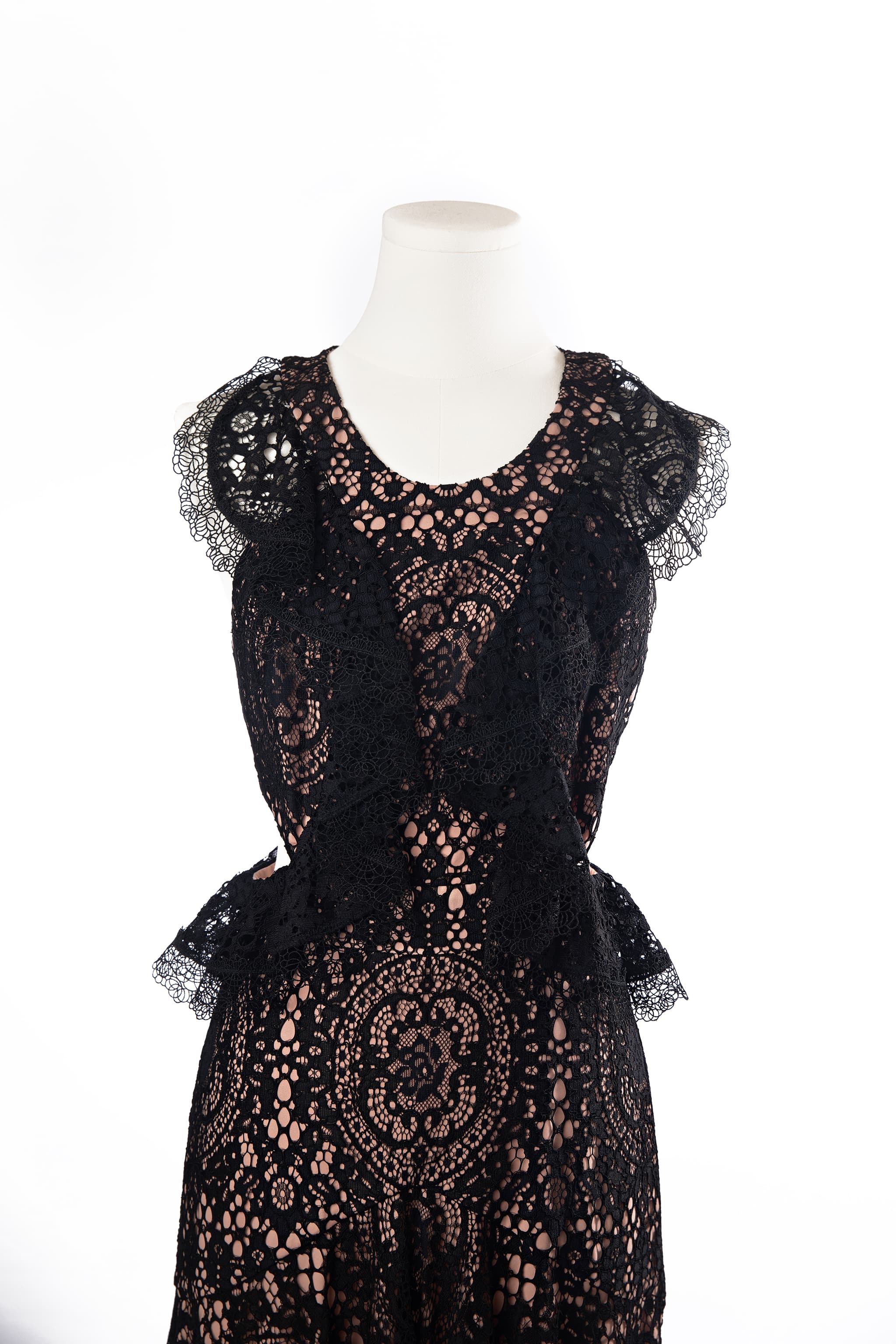 Alexis Midnight Lace Ruffle Midi Dress