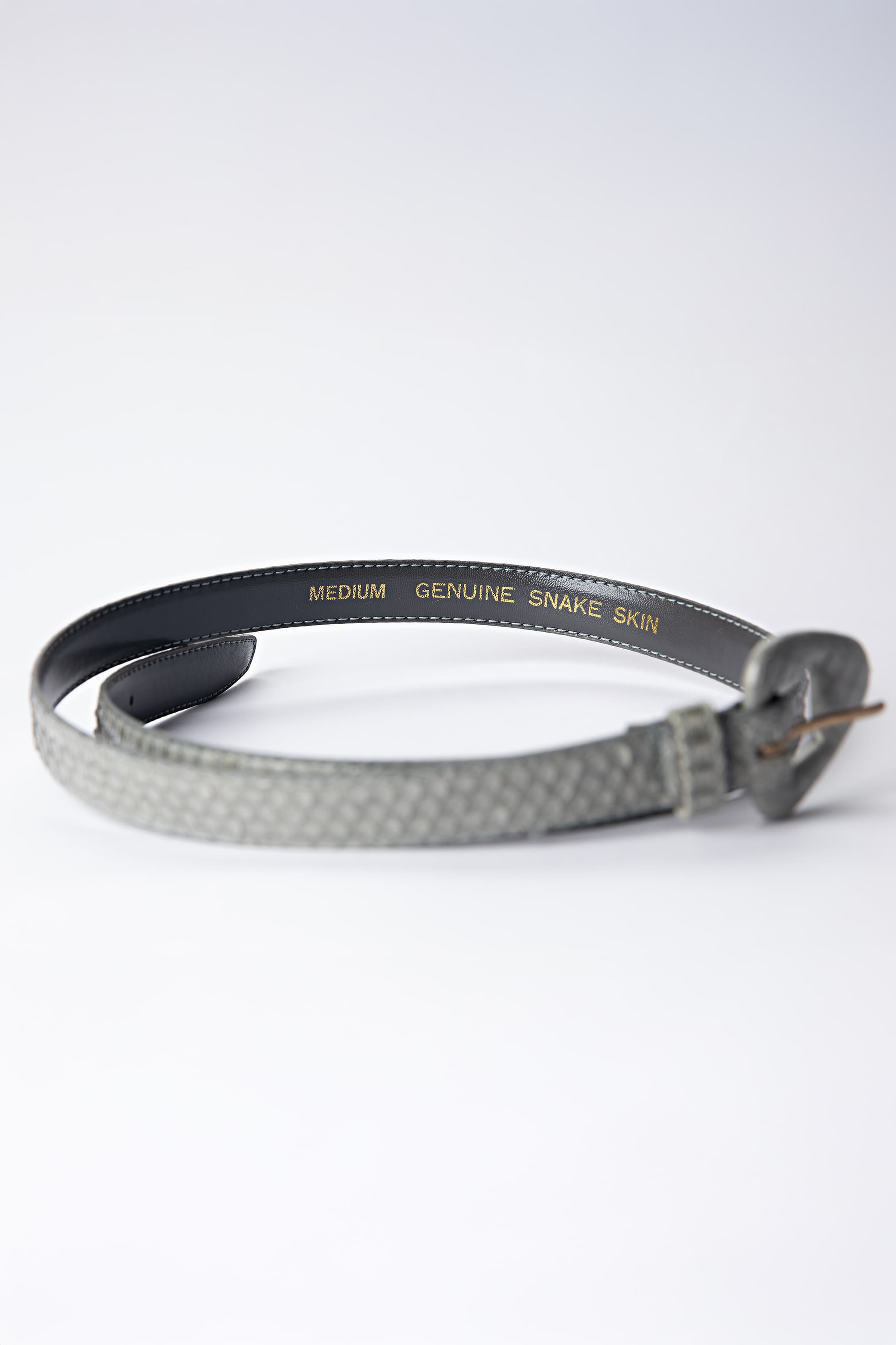 Genuine Snake Skin Gray Belt — Size Medium