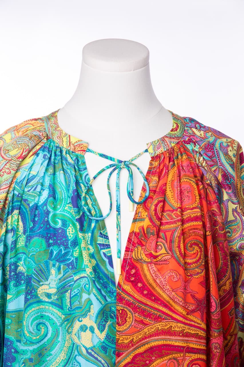 ALÉMAIS Paisley Tie-Neck Blouse NWT