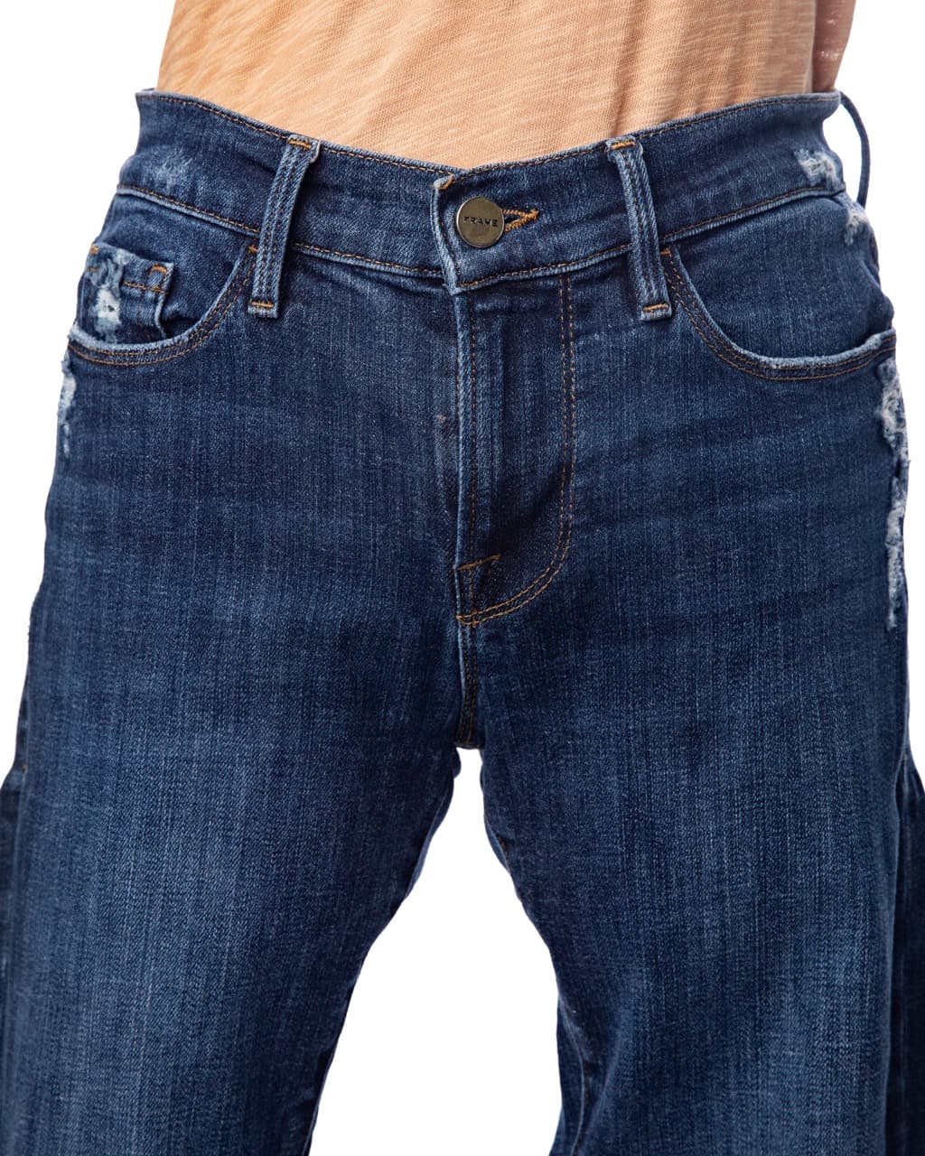 FRAME Le Garçon Crop Distressed Straight-Leg Jeans
