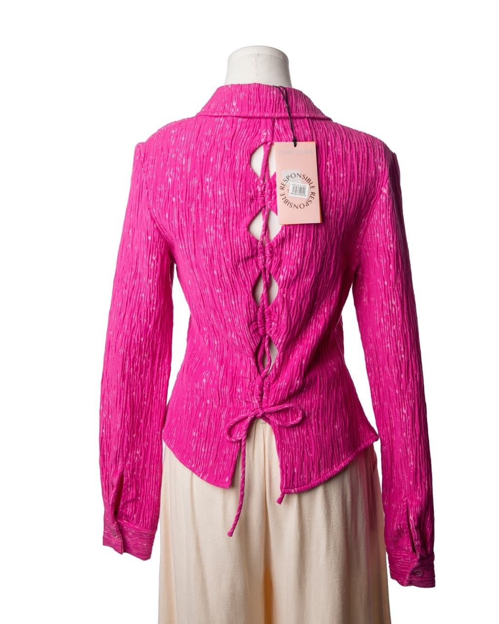 Stine Goya NWT Fuchsia Textured Lace-Up Back Shirt