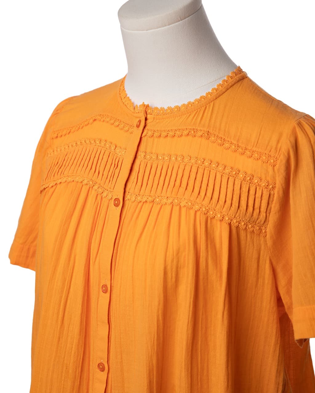 ME+EM Orange Pintuck Button Front Blouse - 100% Cotton
