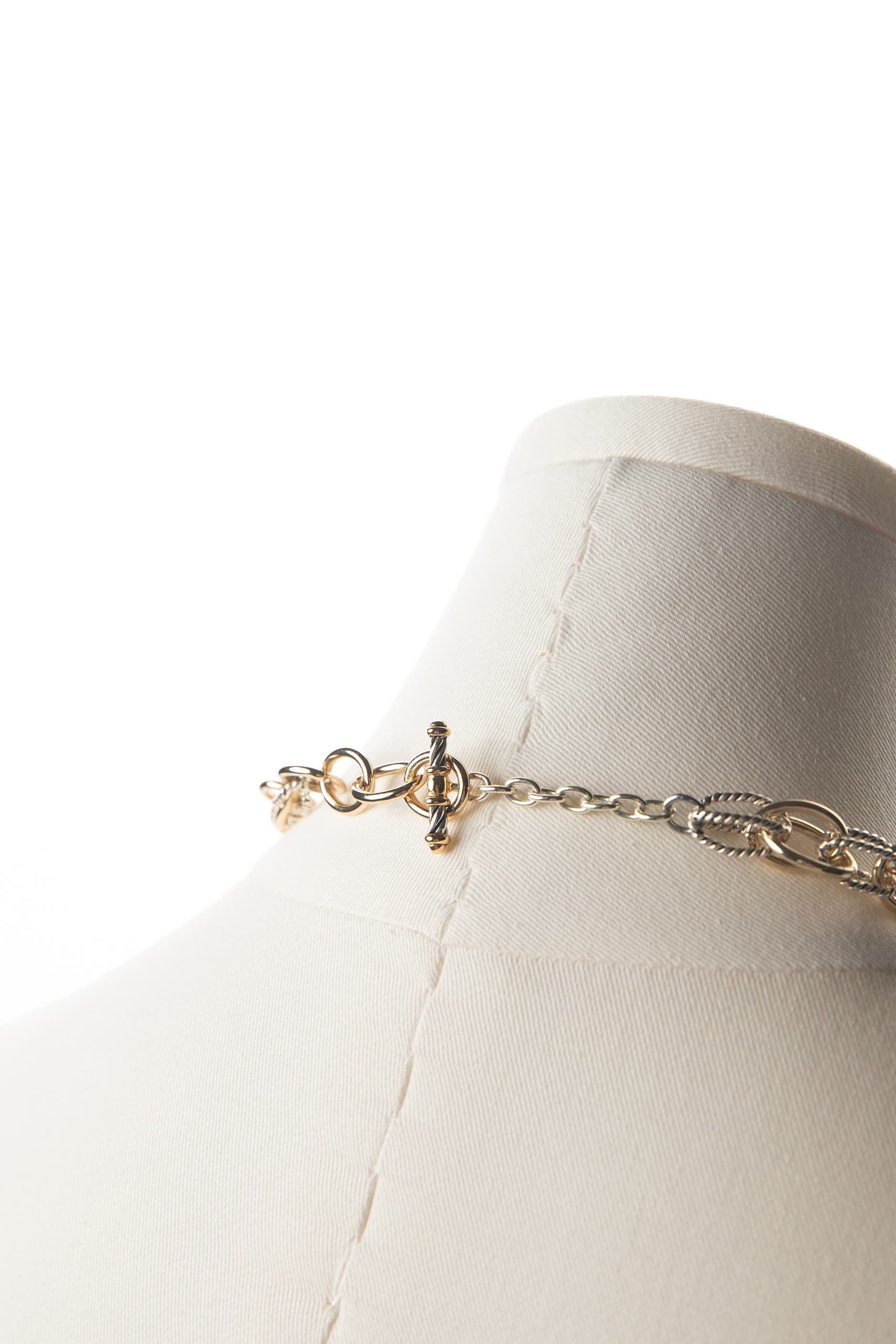 Two-Tone Textured Link Statement Necklace