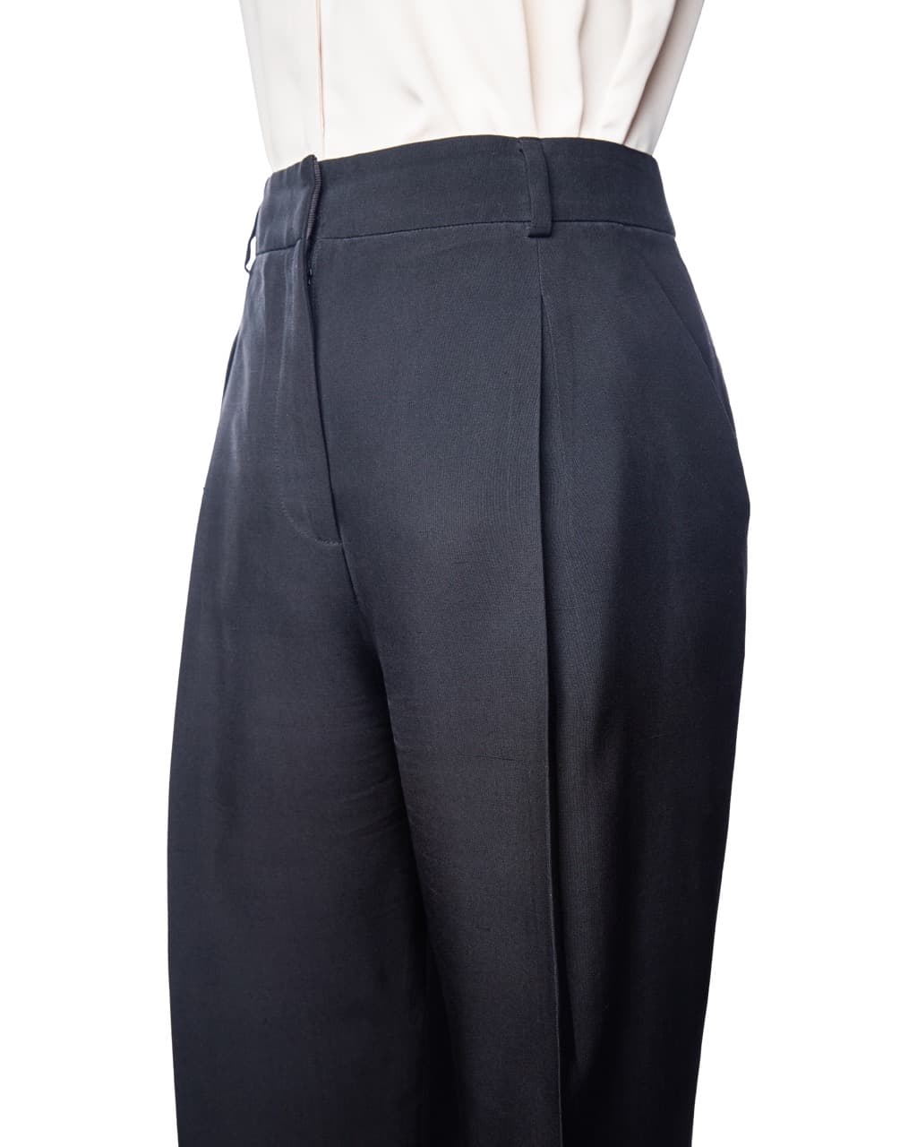 Giorgio Armani 100% Silk Navy Tailored Slacks