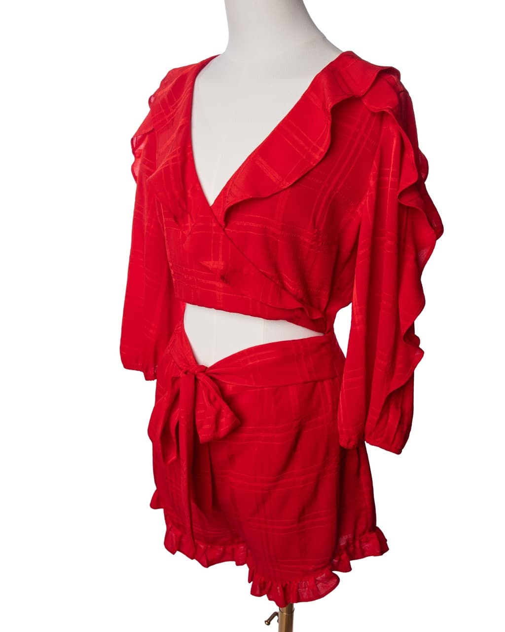 Majorelle Scarlet Ruffle Cutout Romper
