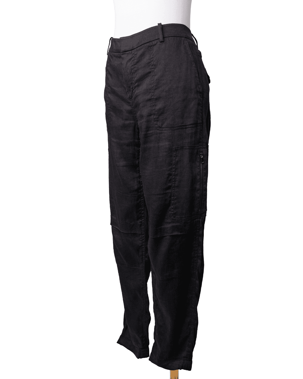 Vince Black Linen-Blend Utility Cargo Pants