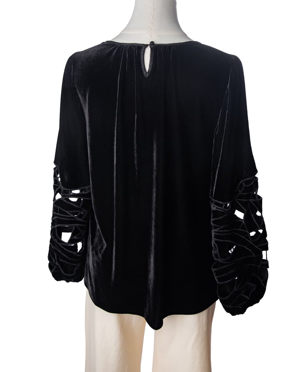 Joie Black Velvet Cut-Out Sleeve Blouse