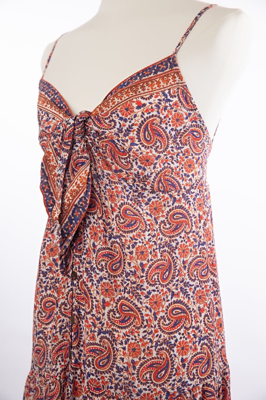 Veronica Beard Paisley Tie-Front Midi Dress