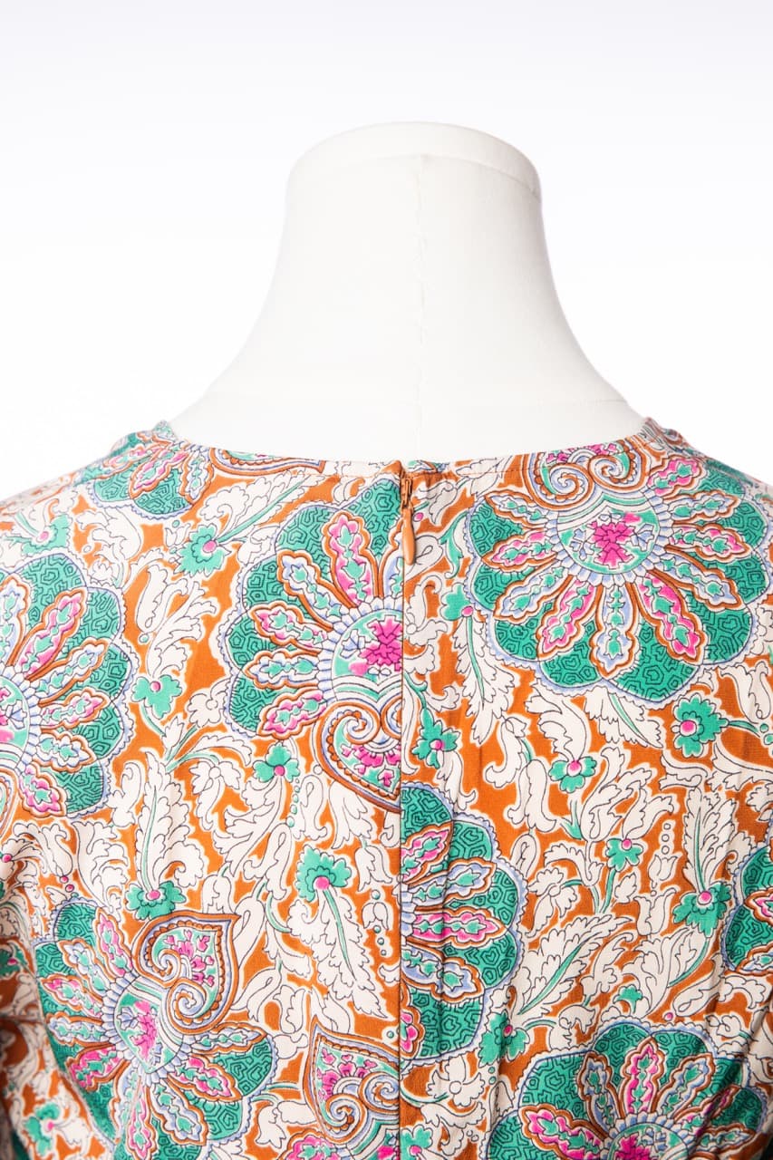 Veronica Beard Silk Paisley Ruched Sleeve Blouse
