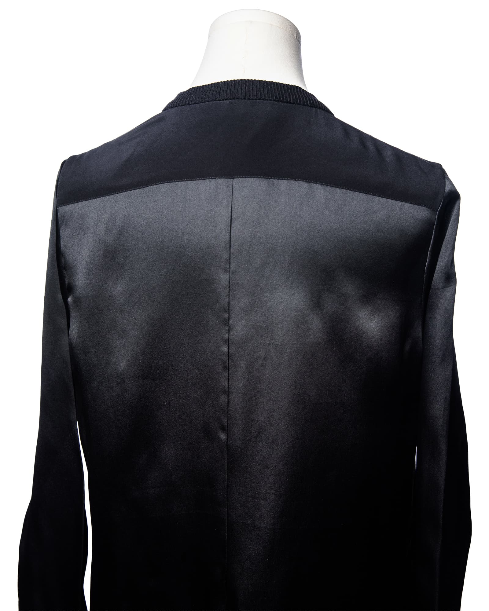 Misook Black Silk Zip-Front Longline Blouse Tunic