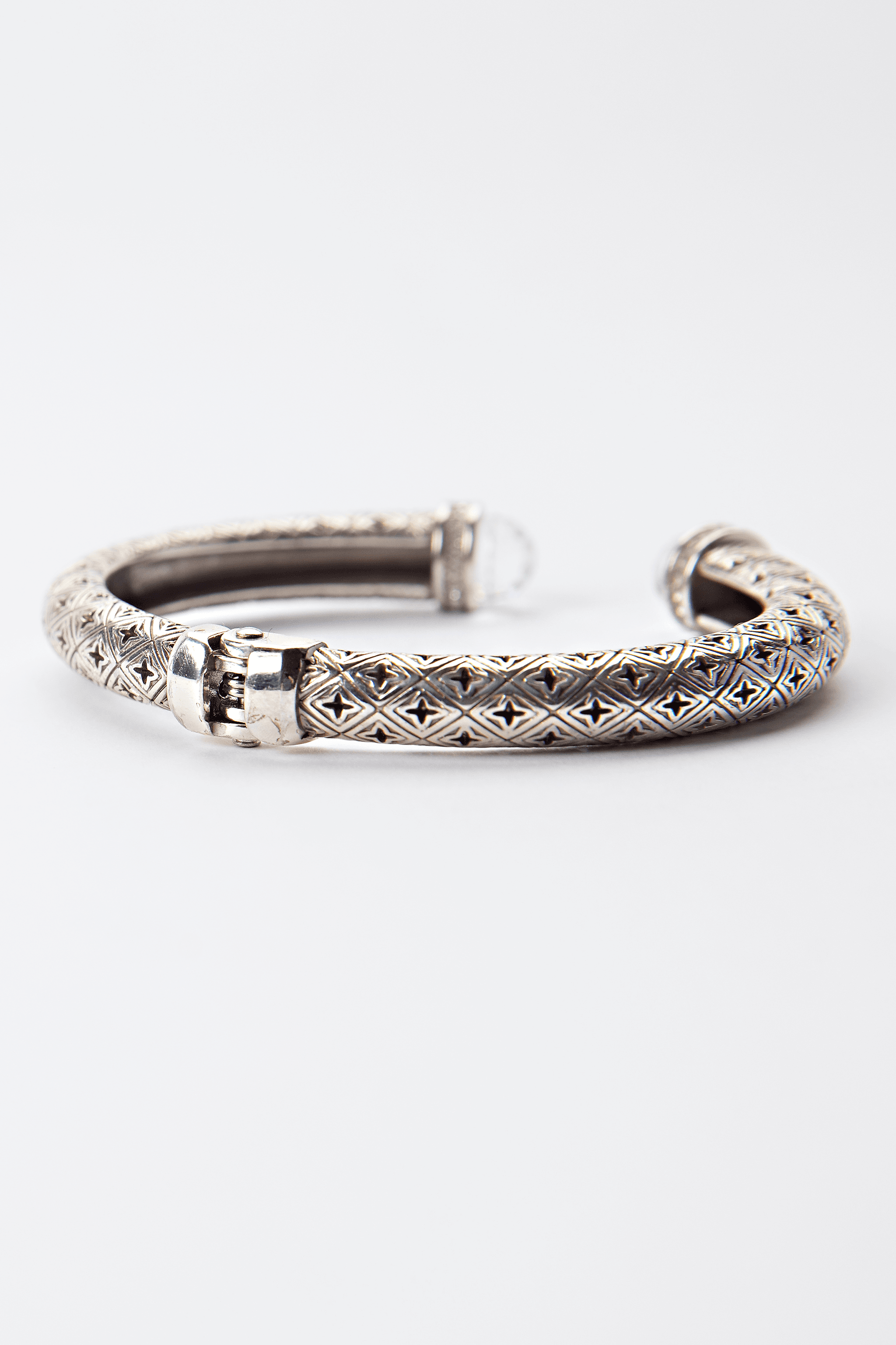 Crystal Cap Hinged Statement Cuff Bracelet