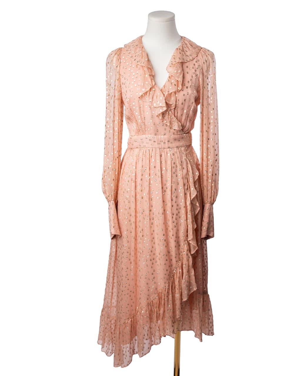 Zimmermann Lurex Silk Metallic Dot Wrap Midi Dress