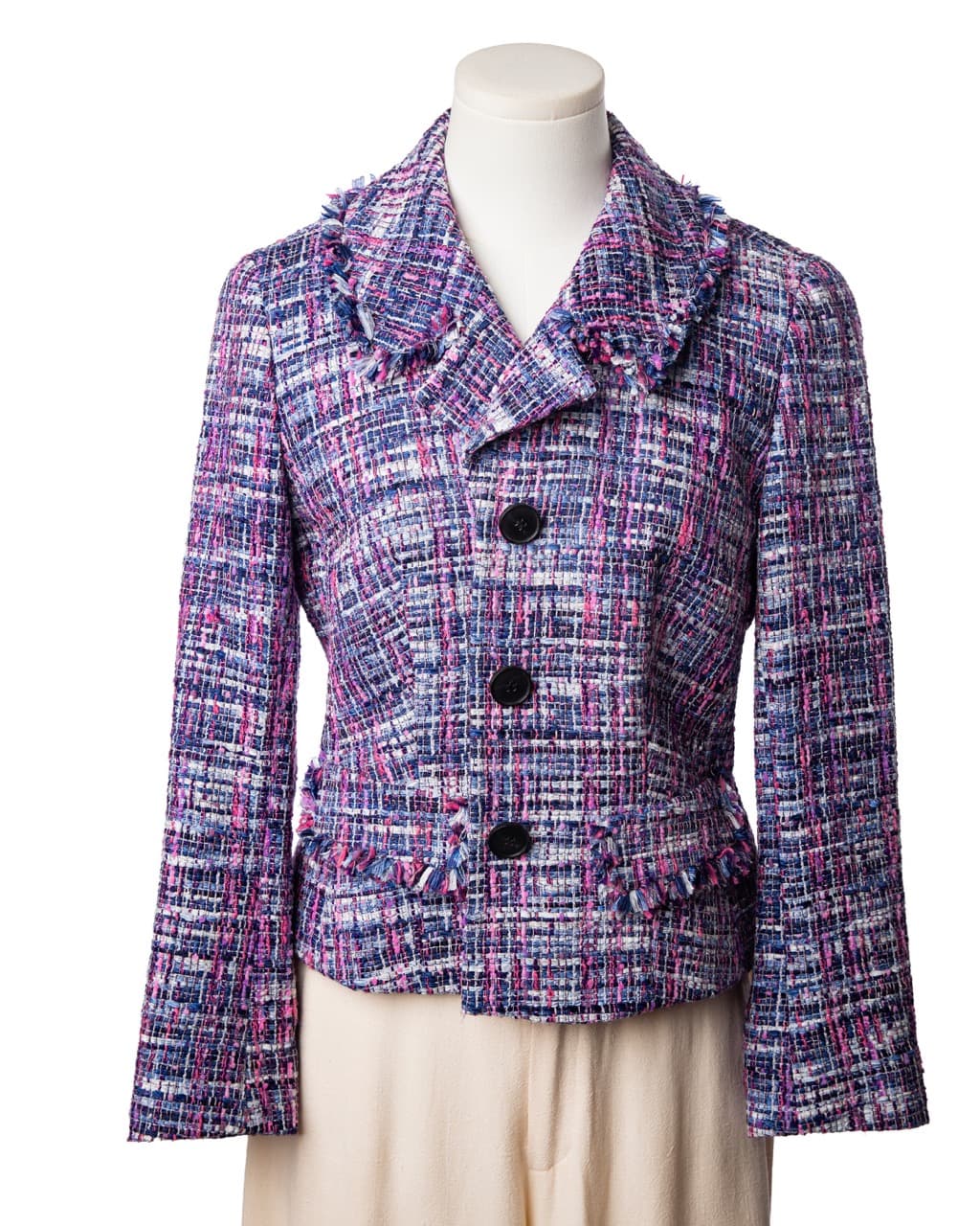Lafayette 148 New York Petite Tweed Fringe Blazer