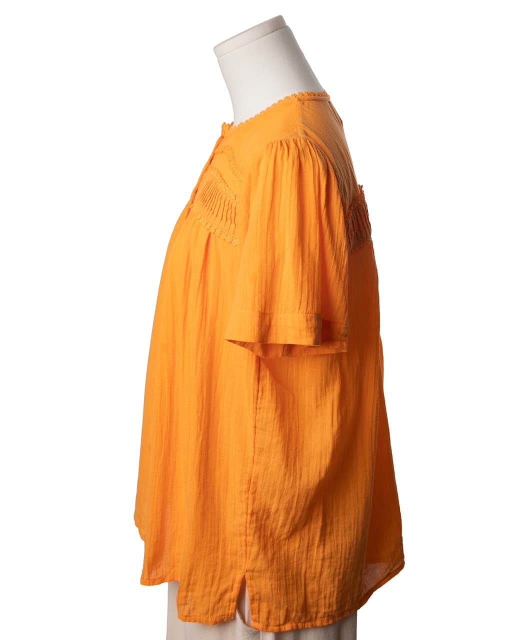ME+EM Orange Pintuck Button Front Blouse - 100% Cotton