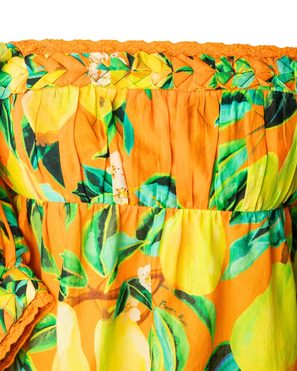 Farm Rio Pear Print Off-Shoulder Cotton Top
