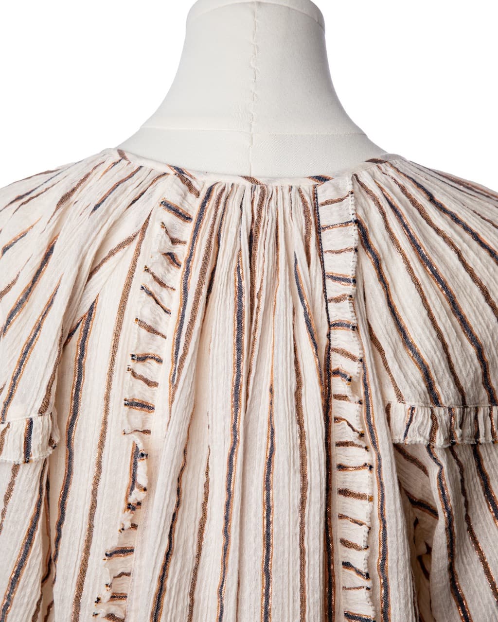 Ulla Johnson Liana Metallic Stripe Ruffle Balloon Sleeve Blouse
