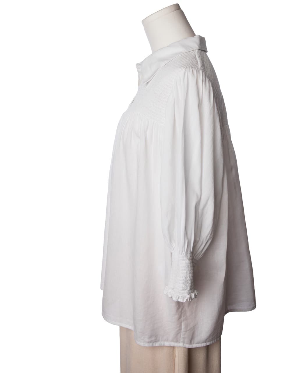Munthe White Smocked Cotton Tunic Blouse