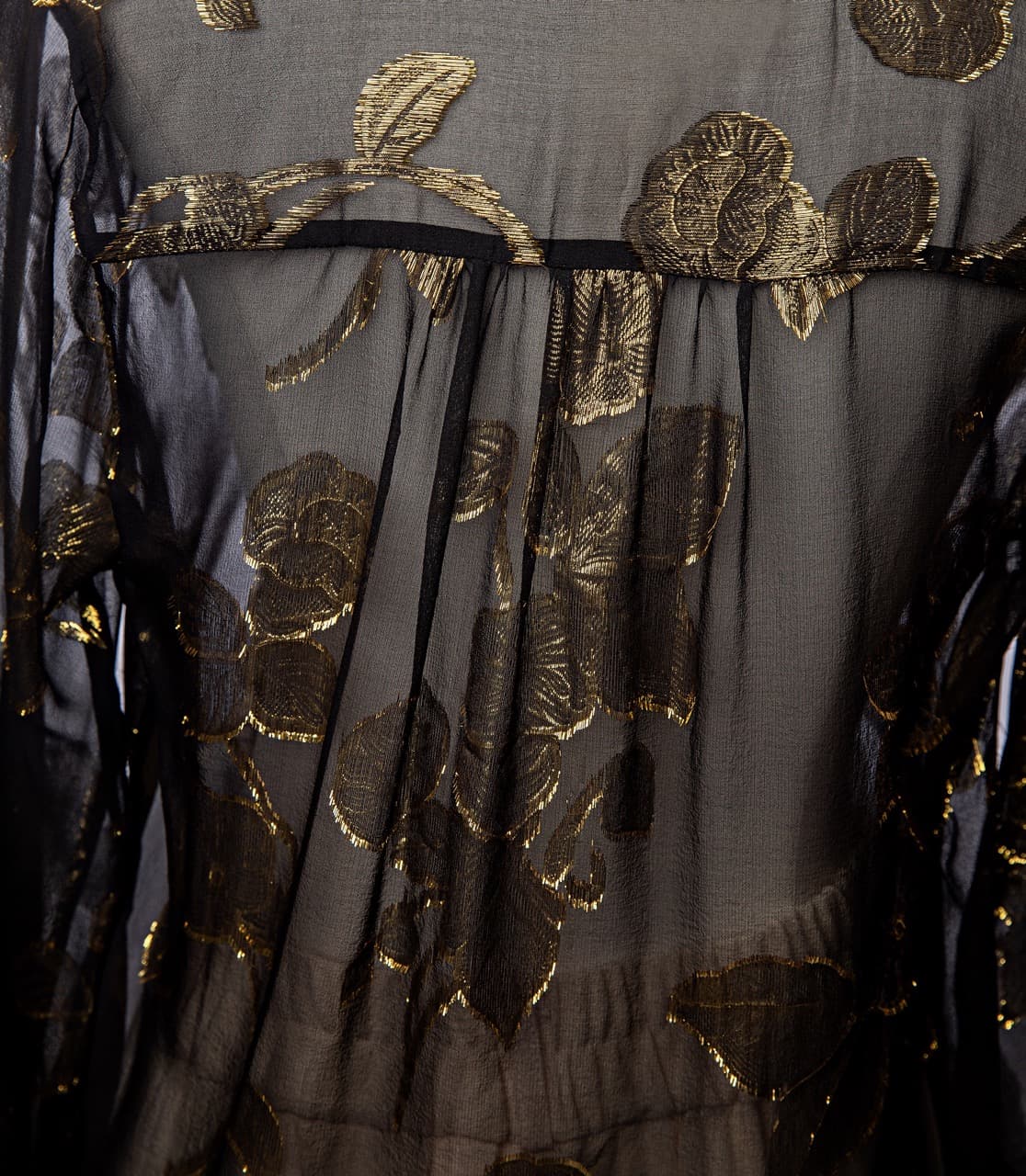 Joie Black & Gold Metallic Silk Blouse