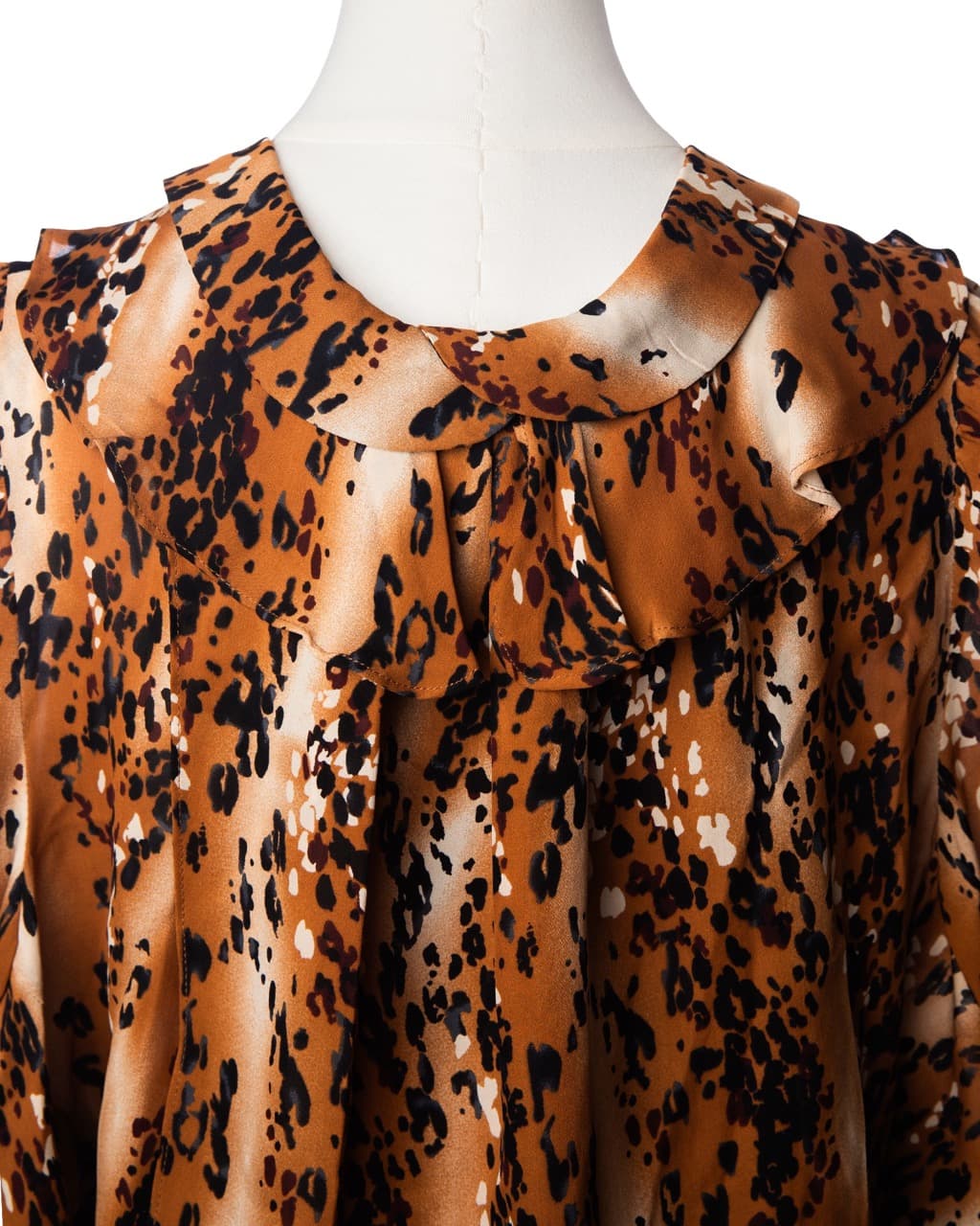 Parker Silk Leopard Print Ruffle Blouse