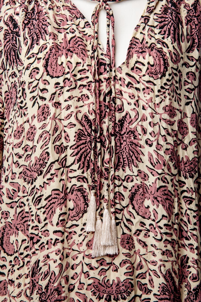 Natalie Martin 100% Silk Pink Floral Fiore Mini Dress