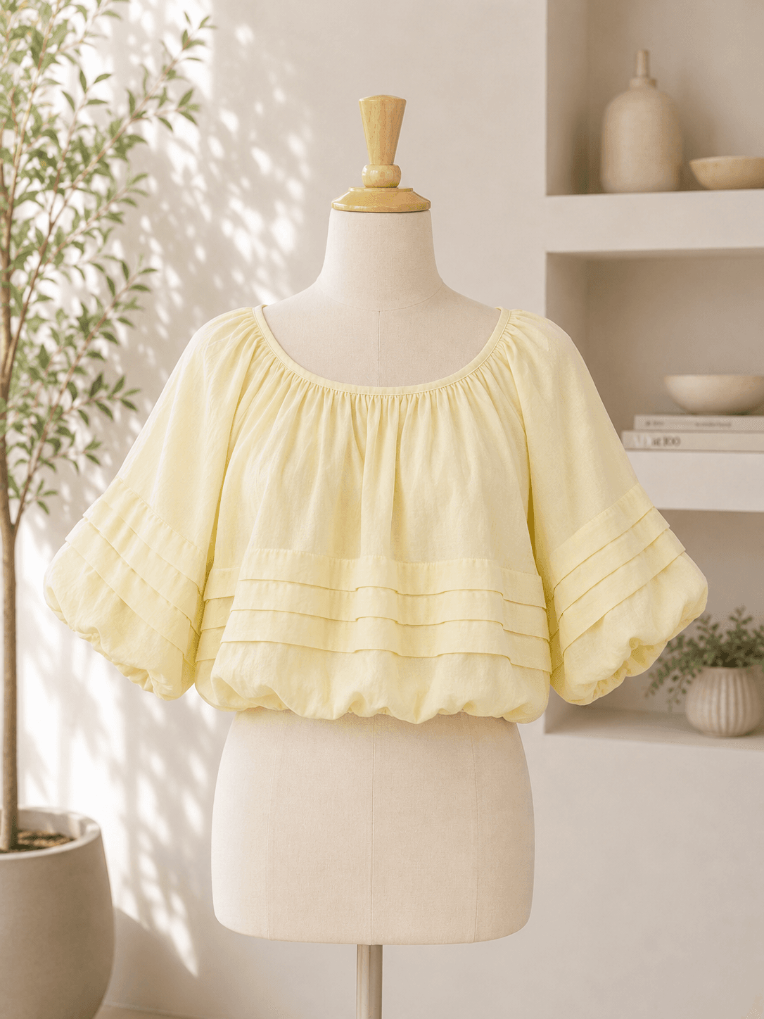 Maeve by Anthropologie “Buttercream Breeze” Puff Sleeve Blouse