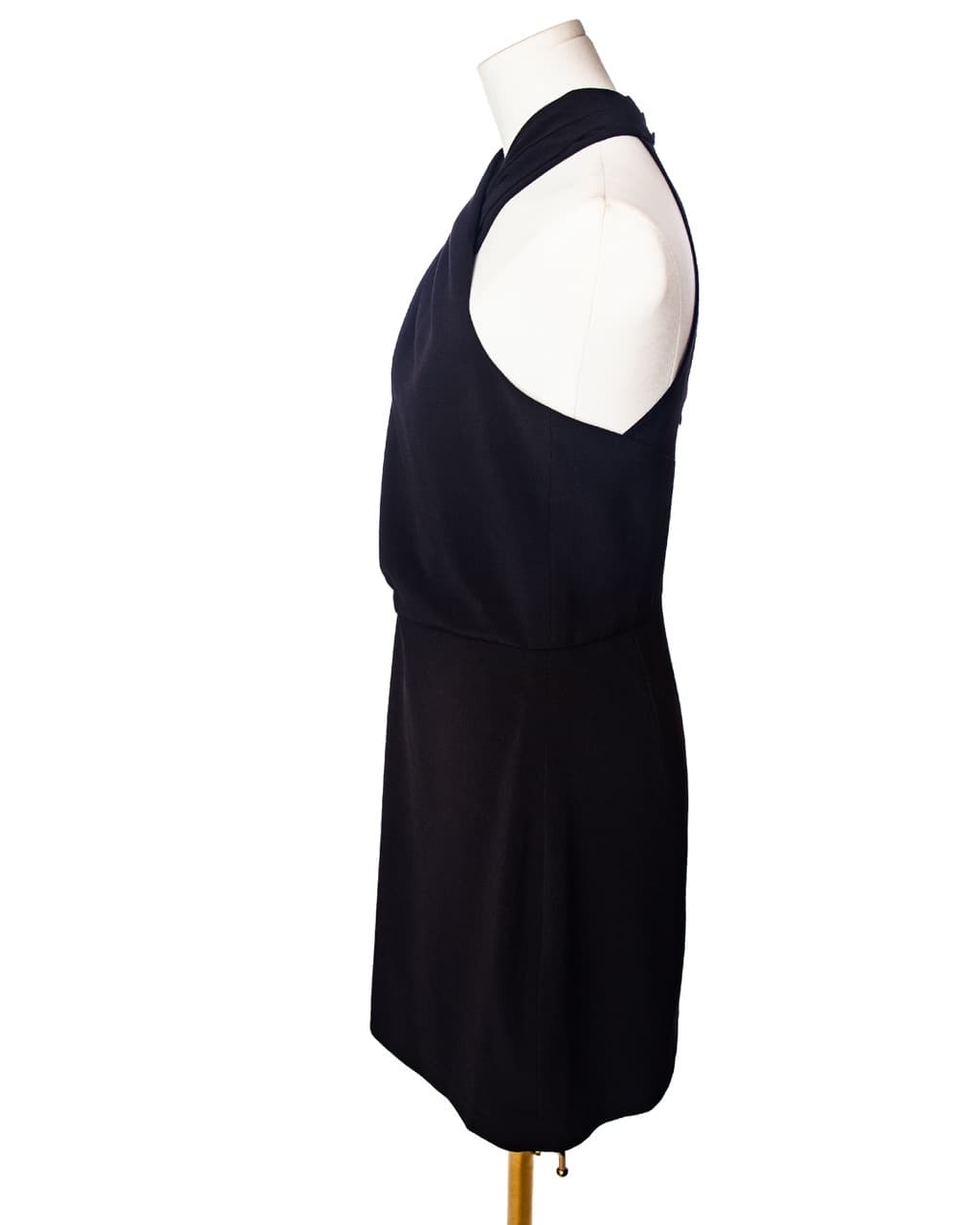 HALSTON Black Crisscross Halter Mini Dress
