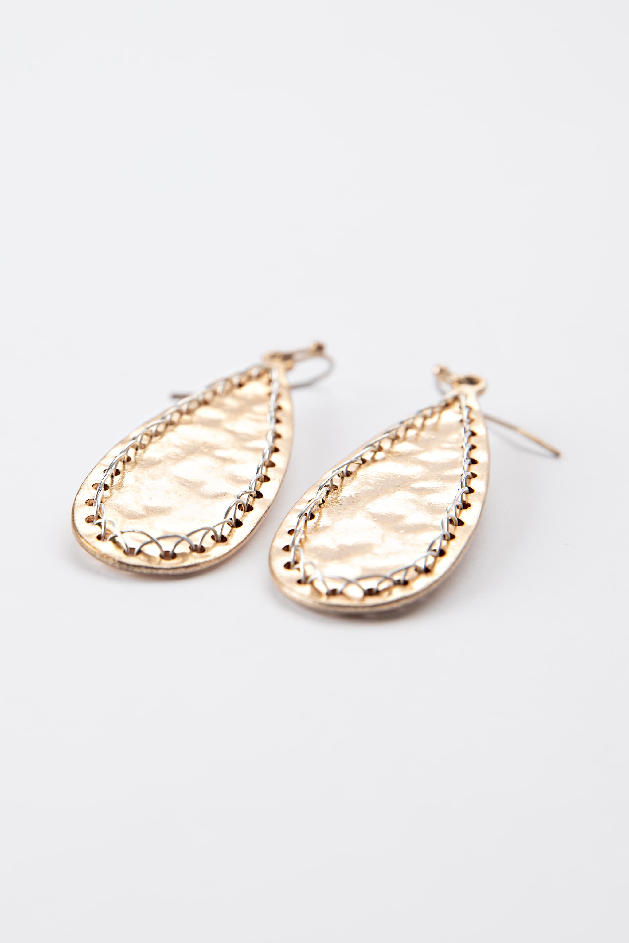 Artisan Hammered Mixed Metal Teardrop Earrings