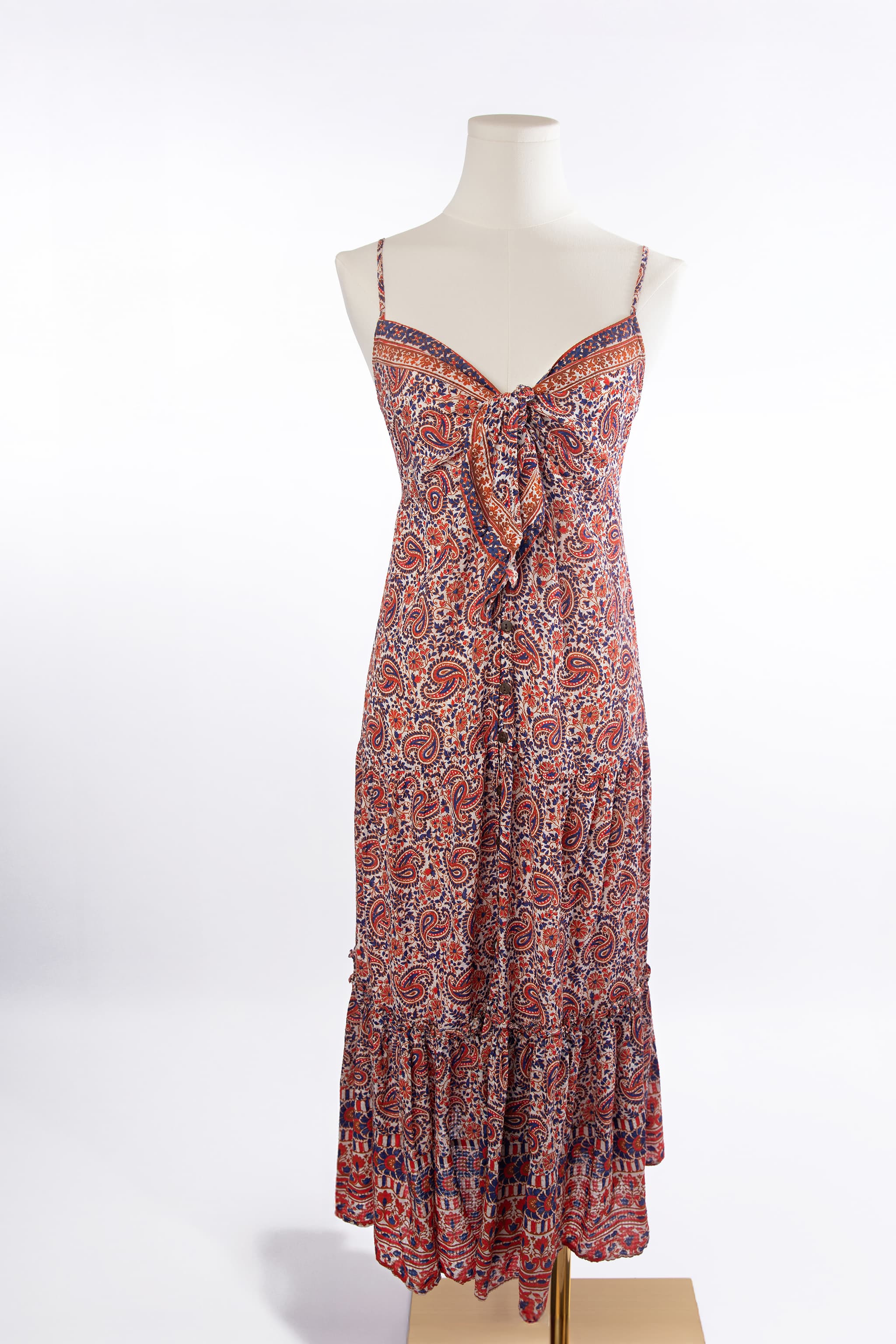 Veronica Beard Paisley Tie-Front Midi Dress