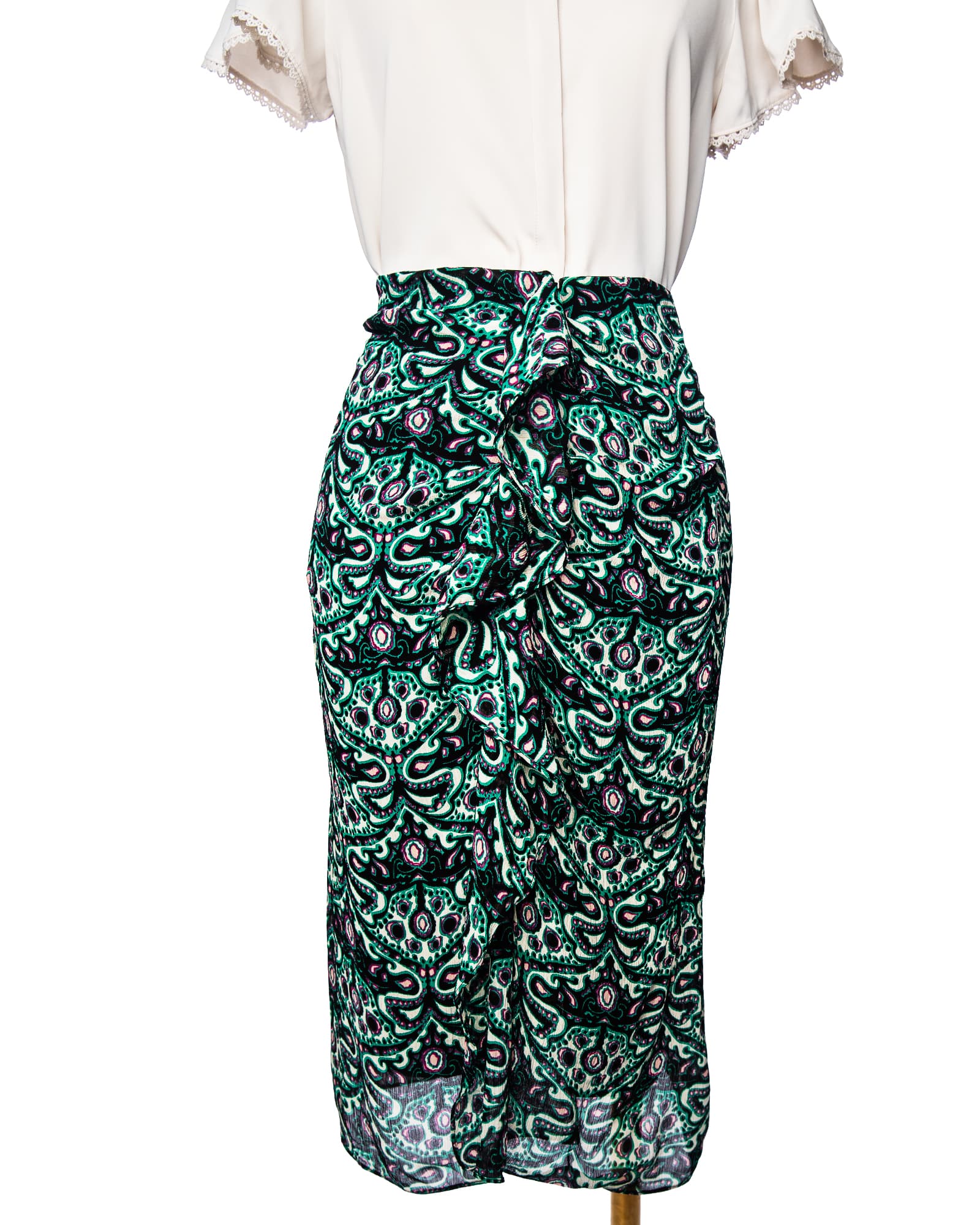 Ba&sh New With Tags Printed Ruffle Midi Skirt- New with Tags