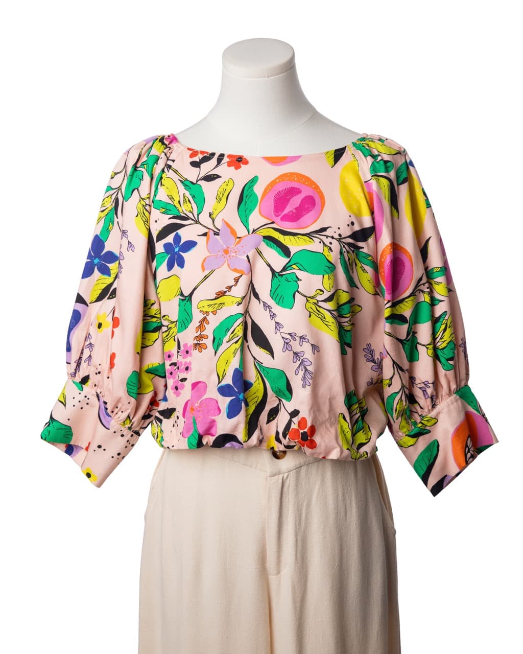 Emily McCarthy Botanical Print Silk Blouse
