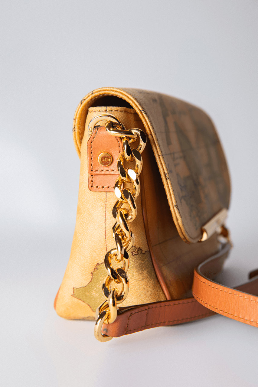 Alviero Martini 1A Classe Geo Classic Map-Print Chain Crossbody Bag