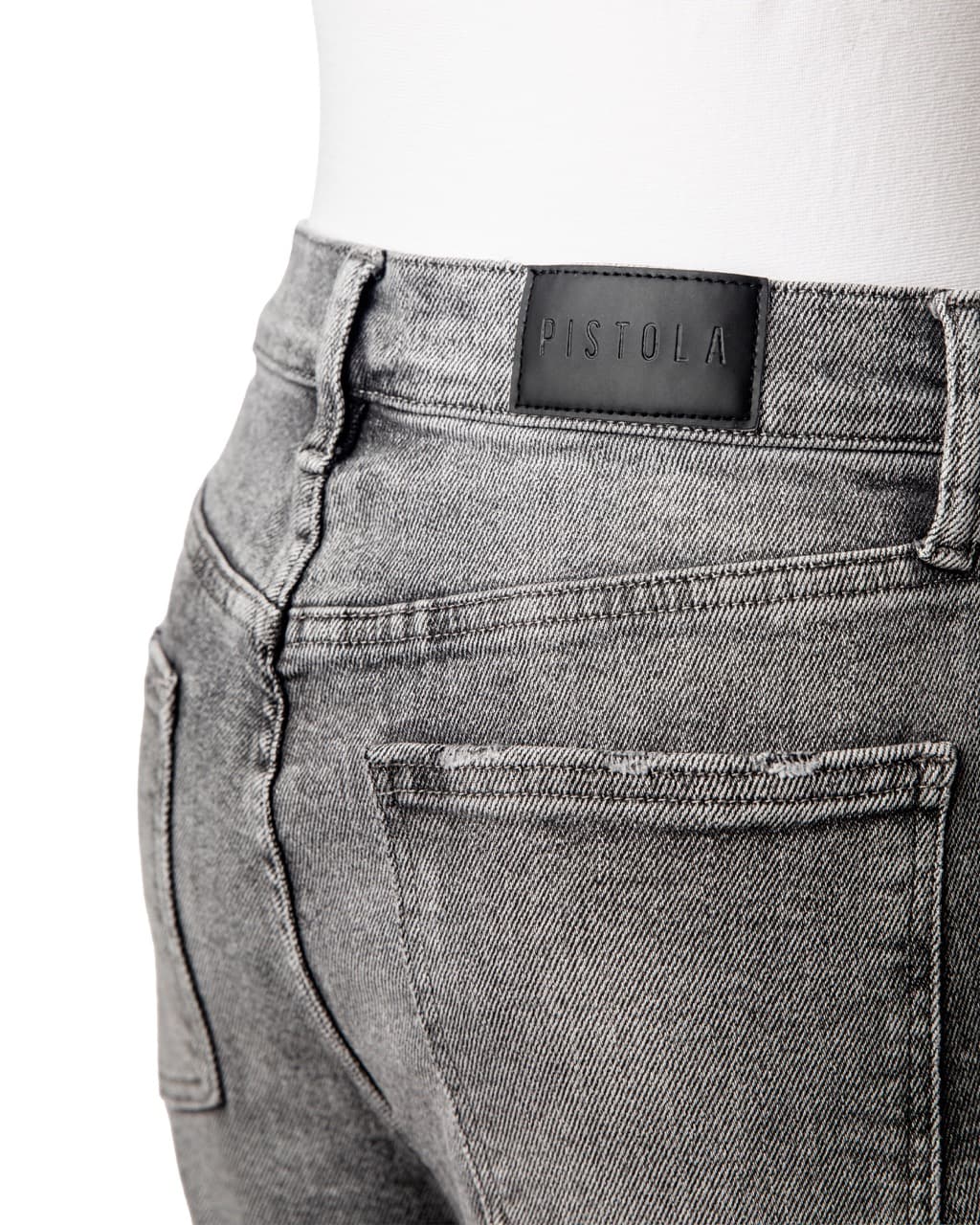 Pistola Washed Charcoal Button Fly Straight Leg Jeans