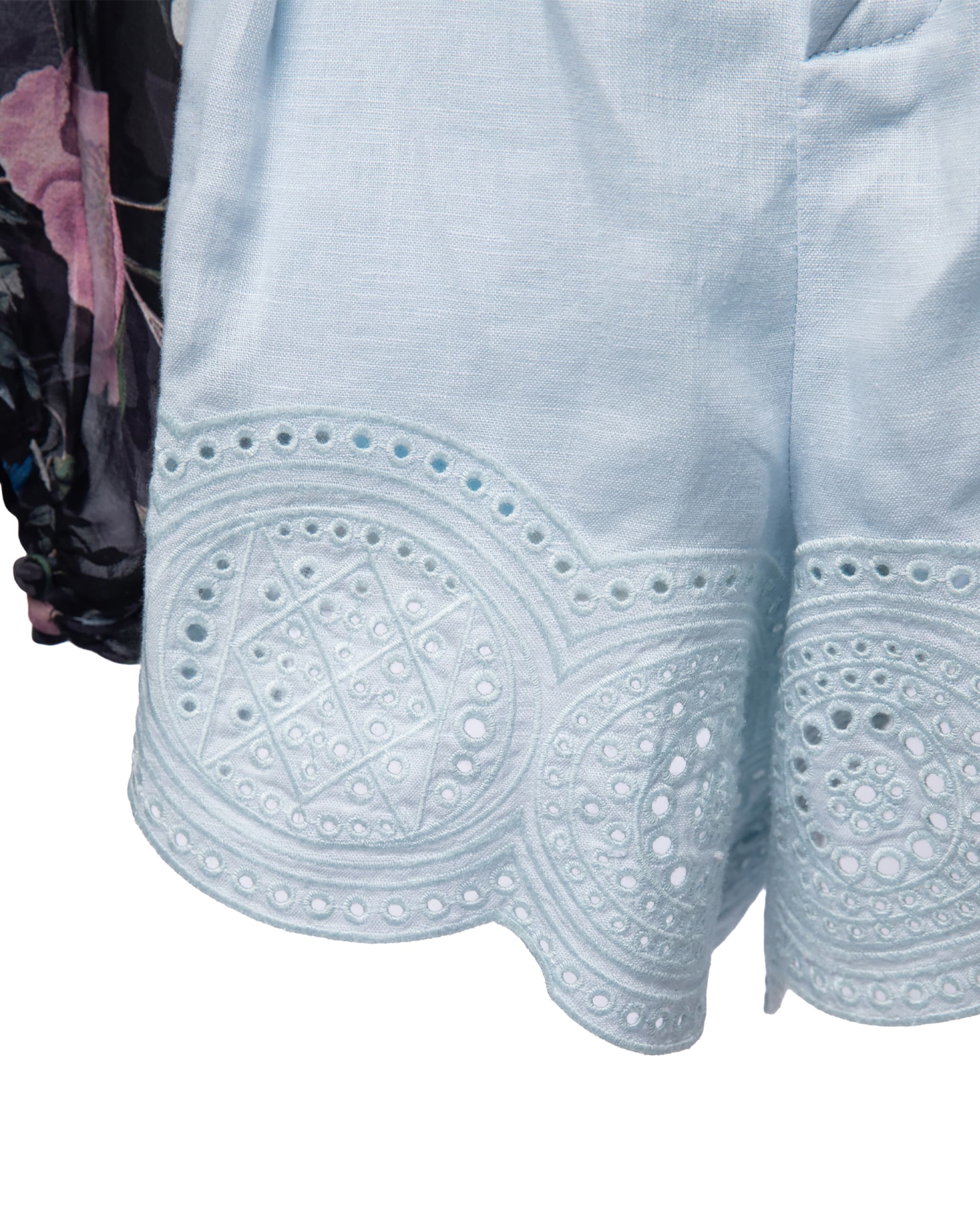 A.L.C. Milos Ice Water Eyelet Linen Shorts