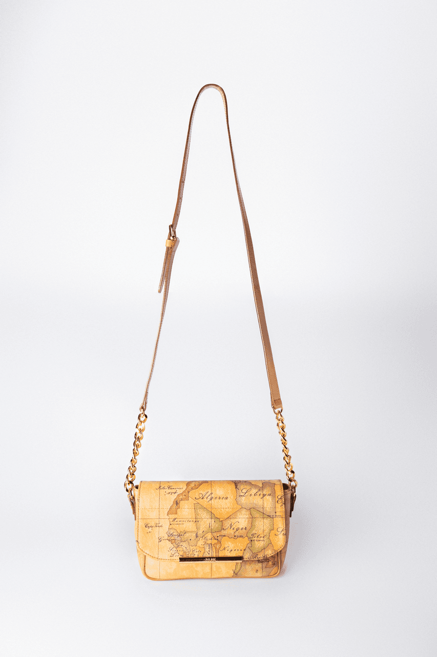 Alviero Martini 1A Classe Geo Classic Map-Print Chain Crossbody Bag