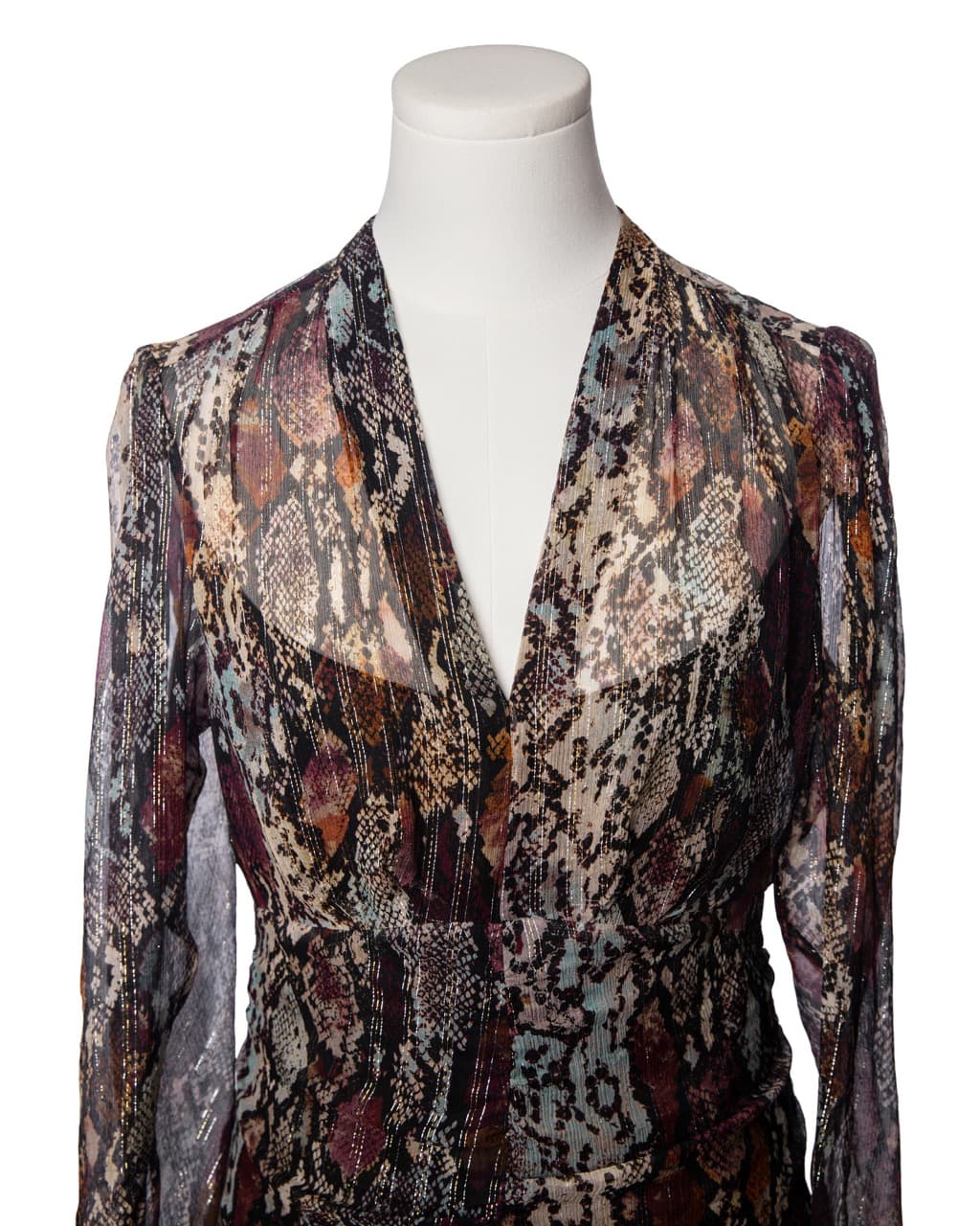 Rebecca Taylor Silk Python Print Surplice Blouse with Built-In Camisole