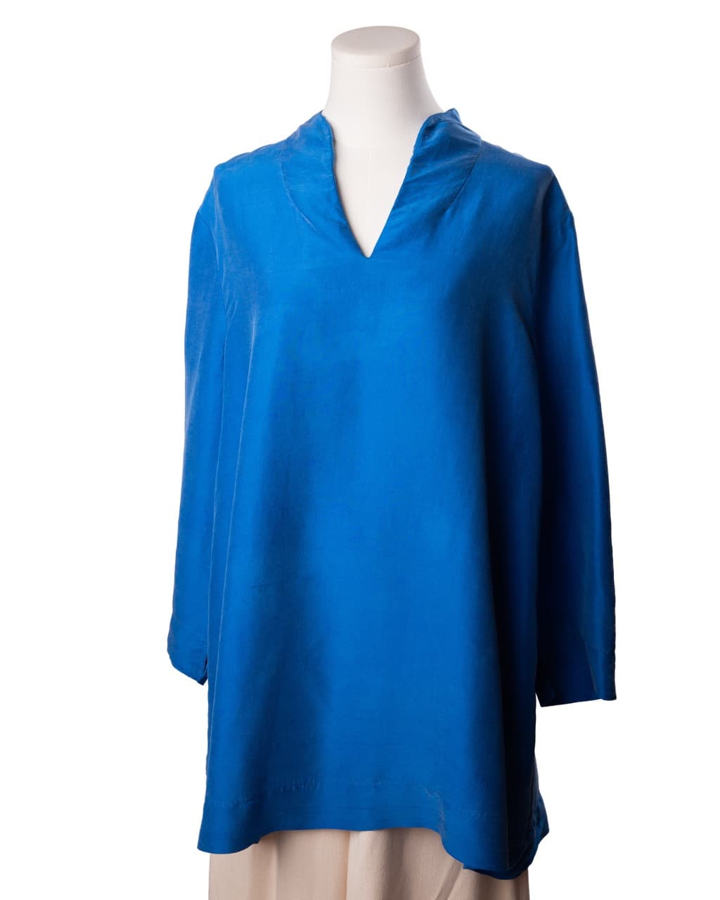 Eileen Fisher Cobalt Blue 100% Silk Tunic Blouse