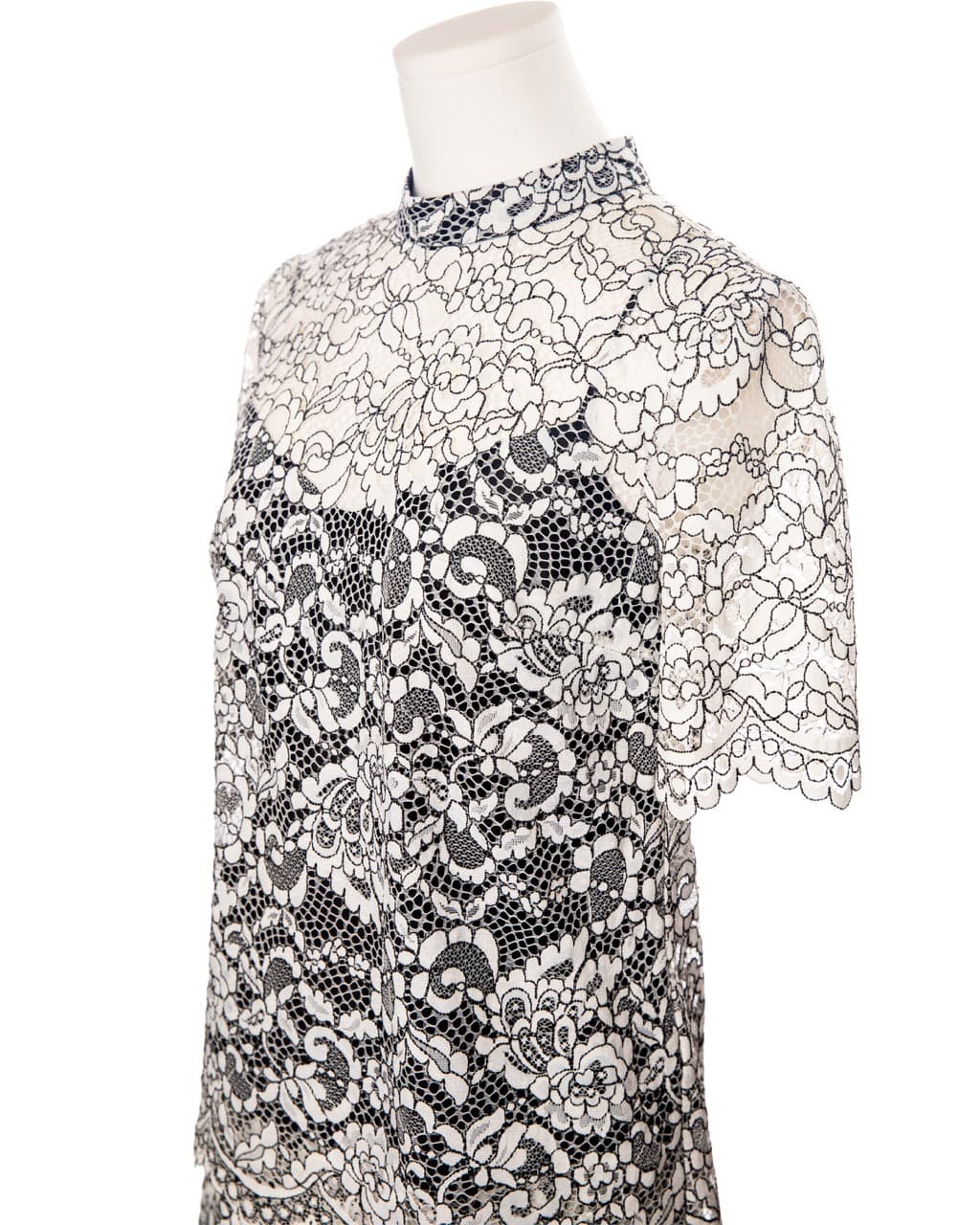 Trina Turk Black & Ivory Lace Two-Piece Top & Pencil Skirt Set
